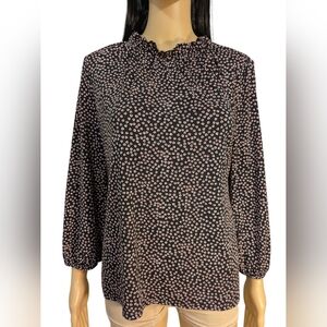 Adrianna Papell Mini Hearts Pattern Blouse Medium